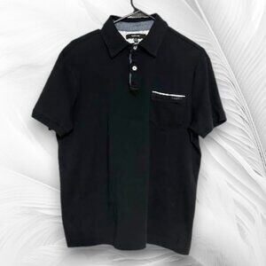 Tahari Black Cotton Polo Shirt Short Sleeve Size M